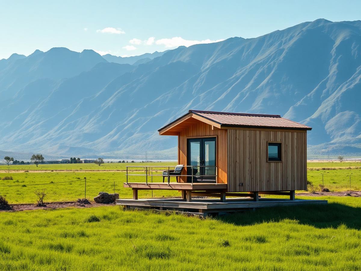 Cabaña modular de madera en entorno rural